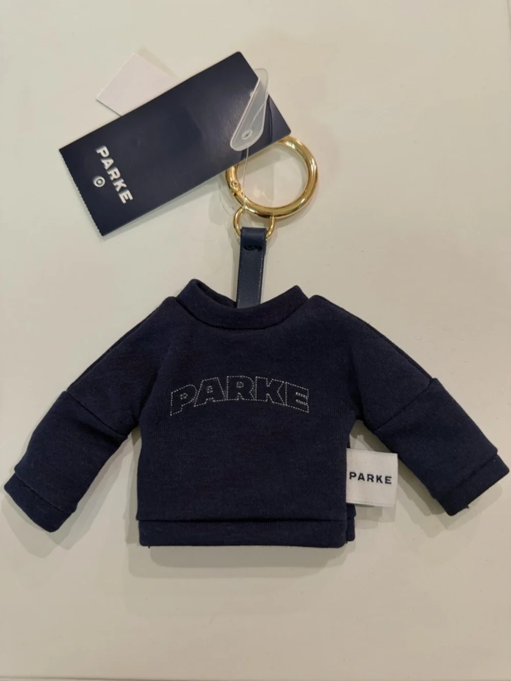 PARKE Navy Mini Sweatshirt Keychain NWT